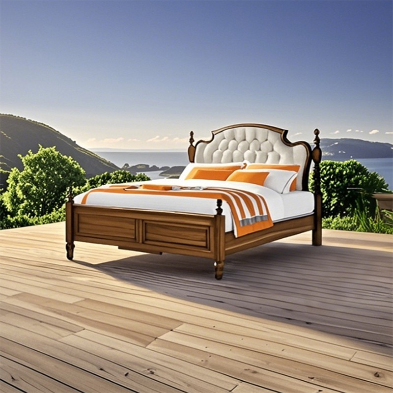 美式实木牛皮床